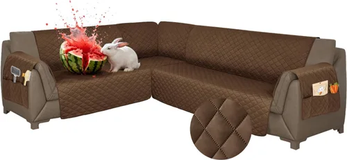 Vista 46 de Fundas para sofá modular, impermeables, 6 piezas, fundas de sofá en forma de L, lavables, antideslizantes, fundas para sofá seccional, suaves