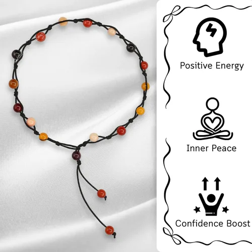 Vista 180 de Amazing Gemstone Crystal Anklet Ankle Bracelets for Women - Waterproof Beaded Healing Crystal Anklets, Plus Size Chakra Gemstone Bead Anklet
