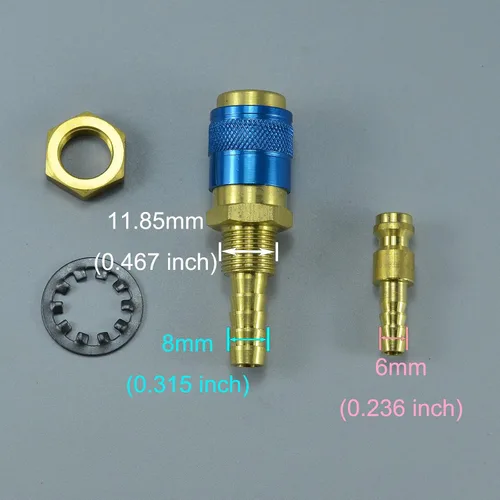 Vista 2 de RIVERWELD Argon Conexión Rápida Conexión Conector Manguera Color Azul para QQ300 PTA DB SR WP 17 18 26 TIG Antorcha de soldadura color azul