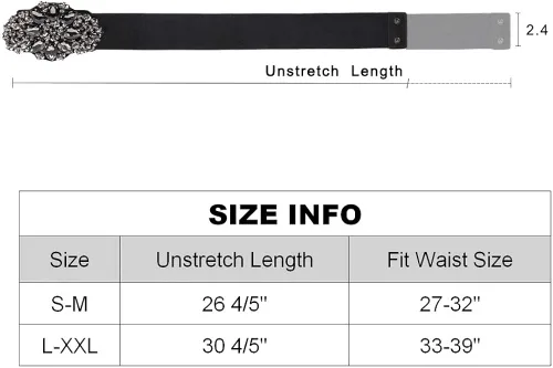 Vista 5 de Dorchid Cinturón de Rhinstone para mujer, hebilla de cristal completa, cintura elástica ancha de 7