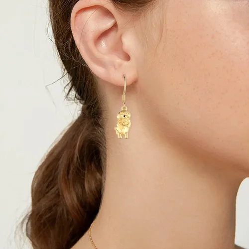 Vista 3 de Daixiya Aretes de plata de ley S925 Golden Retriever colgantes para amantes de los animales, joyería de oro para perros para mujeres y niñas, Plata