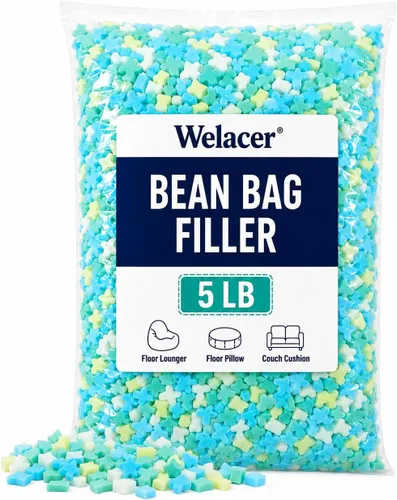 Vista 13 de Relleno de puf de 5 libras, relleno de espuma viscoelástica triturada azul para almohadas y camas para perros