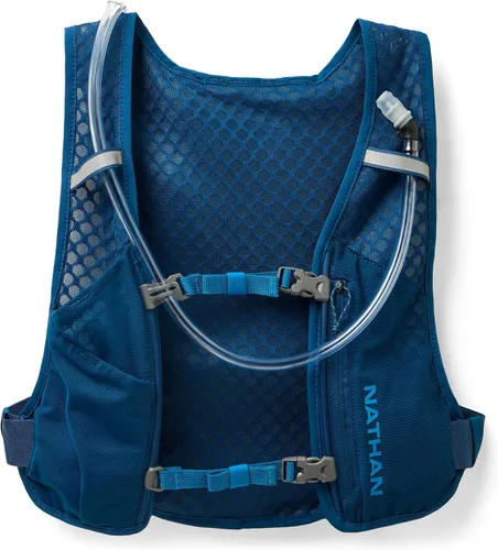 Vista 9 de Nathan QuickStart - Chaleco de hidratación con vejiga o frascos, bolsillos de almacenamiento, tela transpirable que absorbe la humedad, correas