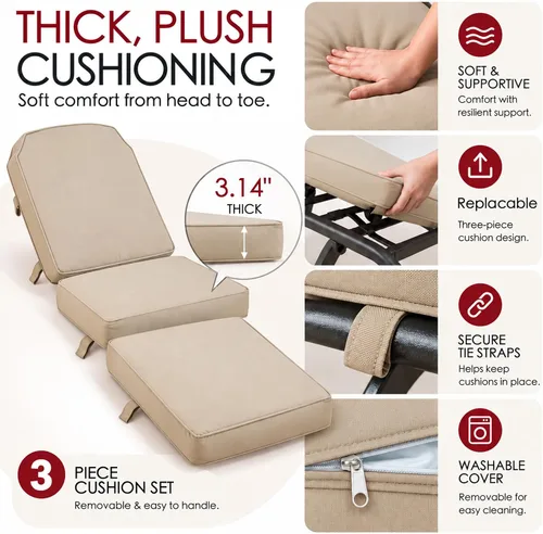 Vista 6 de Kozyard Maya Chaise Lounge - Silla reclinable para patio al aire libre Canela