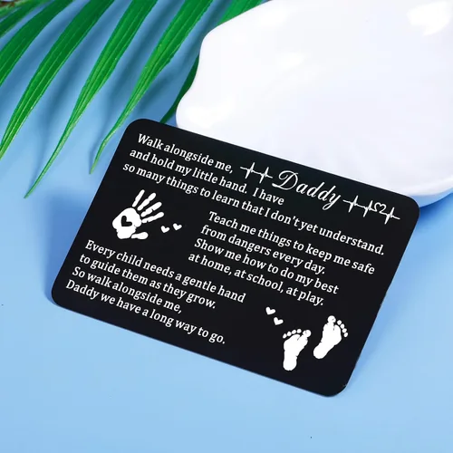 Vista 6 de GGOJAGST Tarjeta del día del padre para el nuevo papá regalos de hijo e hija grabada billetera inserta tarjeta regalo para papá nuevo recuerdo