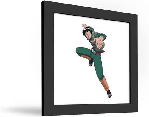 Vista 2 de Trends International Gallery Pops Naruto Shippuden - Arte de pared de Might Guy, versión enmarcada negra, 12 x 12 pulgadas
