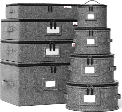 Vista 13 de YearningHome Caja de almacenamiento de cubiertos, organizador de cubiertos de carcasa dura con tapa y cremallera, almacenamiento de utensilios