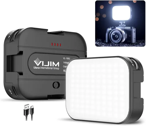 Vista 10 de VIJIM VL100C Luz de Video LED Bicolor para Cámara, Mini Luces LED de Cámara Recargables de 2000mAh, CRI95+ Regulable 2500-6500K Iluminación Ultra