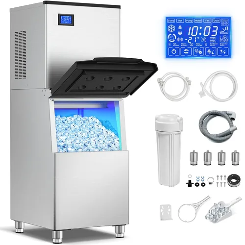 Vista 12 de Máquina de hielo Nugget para encimera 40 libras/día, contenedor de hielo de 10 libras, máquina de hielo de pellets suaves masticables de acero