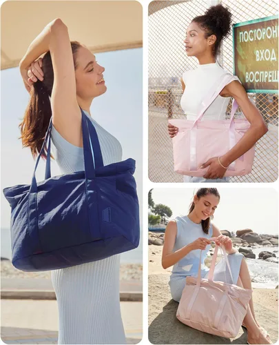 Vista 60 de BAGSMART Bolsa de mano para mujer con cremallera, bolsa de gimnasio con compartimentos, bolsa de trabajo para enfermera, baile, bolsa de yoga