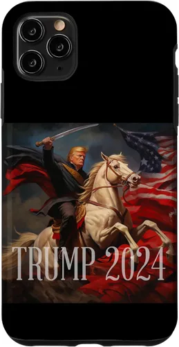 Vista 13 de iPhone 16 Donald Trump - 2024 - American Flag - Horse - Funda de espada