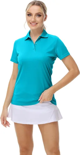 Vista 3 de MOHEEN Polo de manga corta de secado rápido para mujer, absorbe la humedad, polo de golf atlético