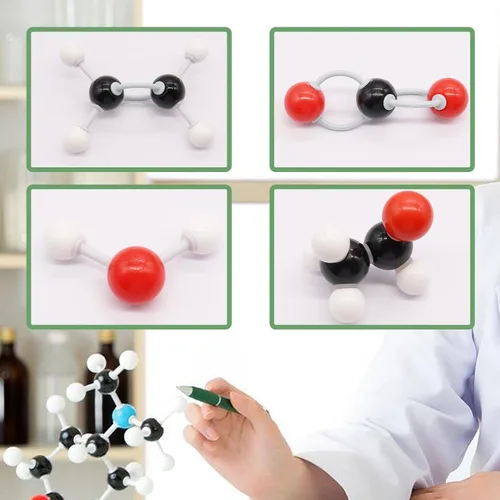 Vista 5 de 303 kits de medición de modelo molecular de química orgánica, kit de modelos moleculares con 122 átomos, 180 enlaces, 1 herramienta de eliminación