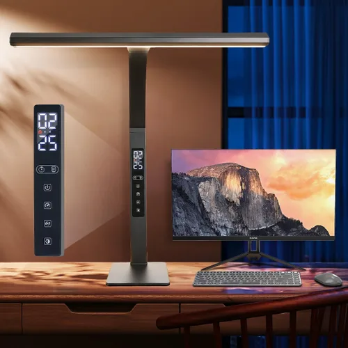 Vista 8 de Lámpara de escritorio LED para oficina en casa, luz de trabajo de computadora de arquitecto, atenuación continua de temperatura de color táctil