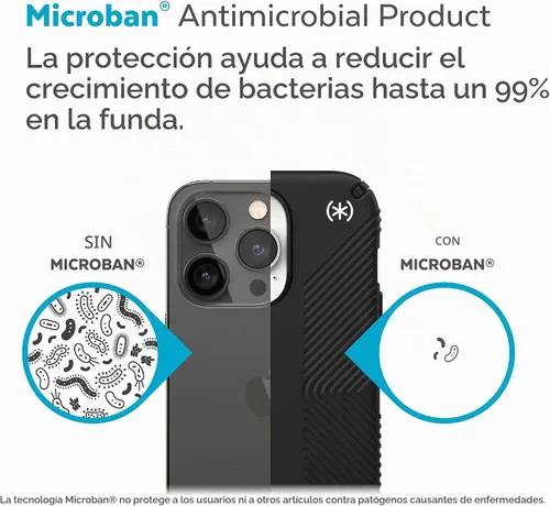 Vista 8 de Speck Presidio2 Grip - Funda antideslizante para iPhone 14 Pro Max (Negro/Negro/Blanco)