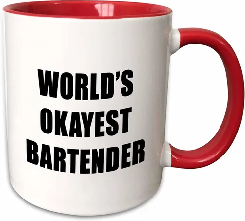 Vista 9 de 3dRose WORLDS OKAYEST BARTENDER - Taza de dos tonos (15 onzas), color negro
