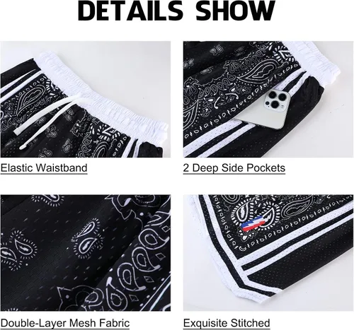 Vista 6 de DIOTSR Pantalones cortos deportivos de baloncesto para hombre, pantalones cortos de malla para entrenamiento casual para correr, con bolsillos