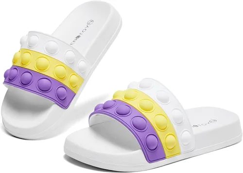 Vista 9 de Engtoy Sandalias para niños y niñas, unisex, ligeras, antideslizantes, puntera abierta, cómodas, para ducha, playa, divertidas sandalias