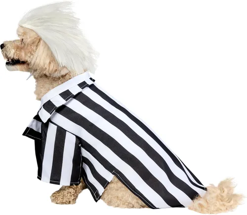 Vista 3 de Rubies Costume Company disfraz de Beetlejuice para mascotas, L, Negro, blanco