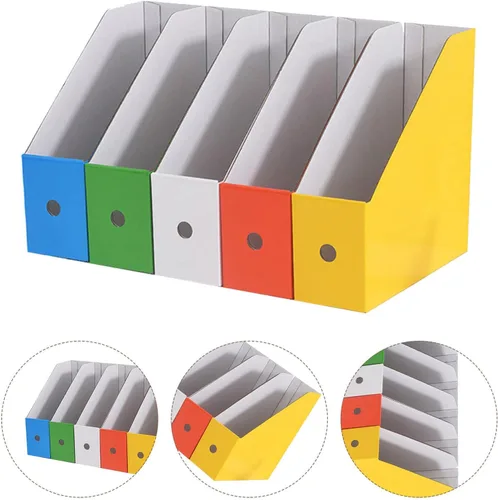 Vista 7 de PartyKindom File Organizer Rack with Independent Boxes Paper Book Stand for Students and Office Desktop Storage Practical Document Holder with for