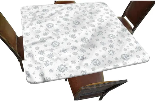 Vista 9 de Mantel cuadrado decorativo a cuadros con bordes elásticos, líneas diagonales y cuadrados de poliéster, para interiores y exteriores, para decoración