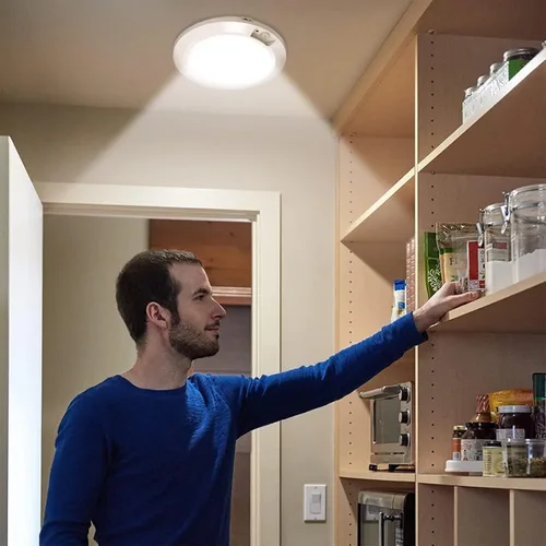 Vista 8 de Luces LED de armario con sensor de movimiento para interiores, funciona con pilas, 210LM 6000K, blanco frío para lavandería, escalera, pasillo
