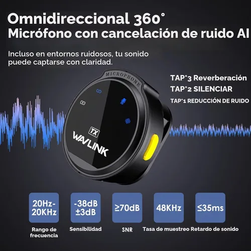 Vista 3 de WAVLINK Micrófono Lavalier inalámbrico para iPhone 14/13/12 Vlog