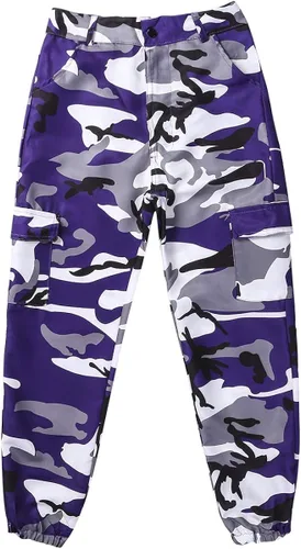 Vista 2 de Nituyy Pantalones cargo de camuflaje para mujer, pantalones de camuflaje de cintura alta, ajustados, pantalones deportivos holgados con bolsillo