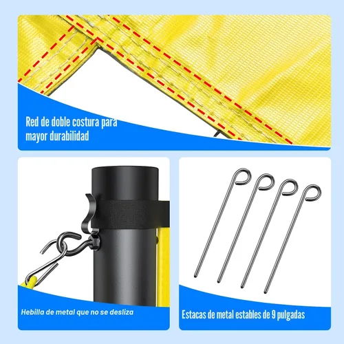 Vista 5 de Outdoor Volleyball Net Set for Backyard & Beach, 32FT Regulation Size, Easy Setup Adjustable Height Poles, Portable Net System with PU Volleyball