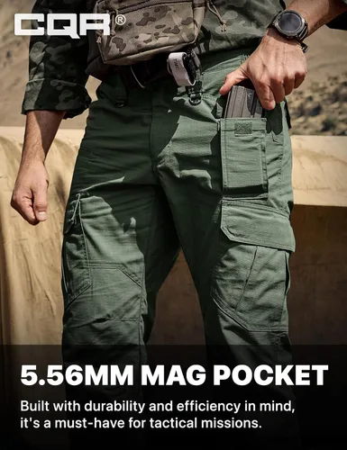 Vista 6 de CQR - Pantalones tácticos tipo cargo para hombre, tejido ripstop, resistentes al agua, ligeros, para uso diario, trabajo, senderismo o exteriores
