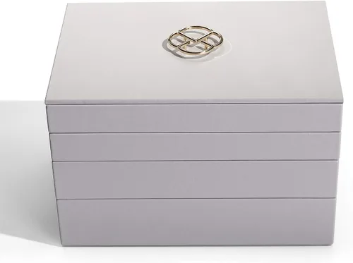 Vista 7 de Vlando - Bandeja apilable para joyas, multiusos, almacenamiento y organizador para aretes, collares, pulseras, anillos.