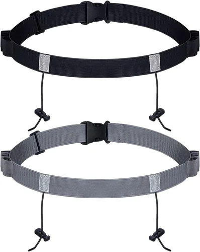 Vista 8 de JOVITEC Cinturón de número de carrera de 2 piezas con 6 bucles de gel para correr, ciclismo, triatlón, maratón