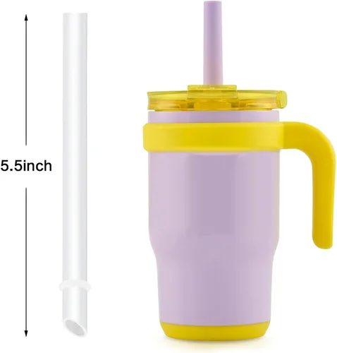 Vista 2 de Pajitas de repuesto compatibles con vaso Reduce Coldee, taza para niños de 14 onzas, paquete de 6 popotes y 1 cepillo de limpieza.