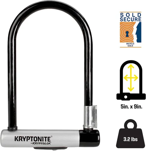 Vista 3 de Kryptonite Kryptolok - Candado en U, 1/2 pulgada (12.7 mm), con arco de cierre en U flexible. Sold Secure Gold Anti-Theft Protection, 5 x 9 Inch