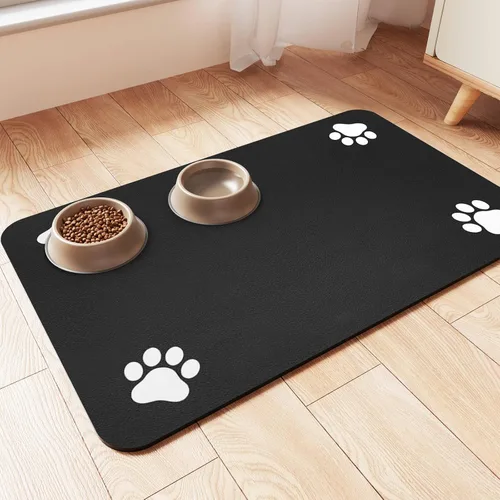 Vista 18 de Alfombrilla de alimentación para mascotas, mantel individual absorbente para tazón de comida y agua, con base de goma impermeable, de secado rápido