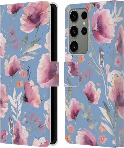 Vista 177 de Head Case Designs Officially Licensed Ninola Abstract Poppies Lilac Floral Leather Wallet Case Compatible with Samsung Galaxy A07 4G