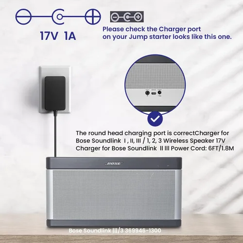 Vista 3 de Cargador para Bose Soundlink I II III 1 2 3 Altavoz móvil inalámbrico 17V ~ 20V Cargador Bose para altavoz Soundlink 306386-101 369946-1300 414255