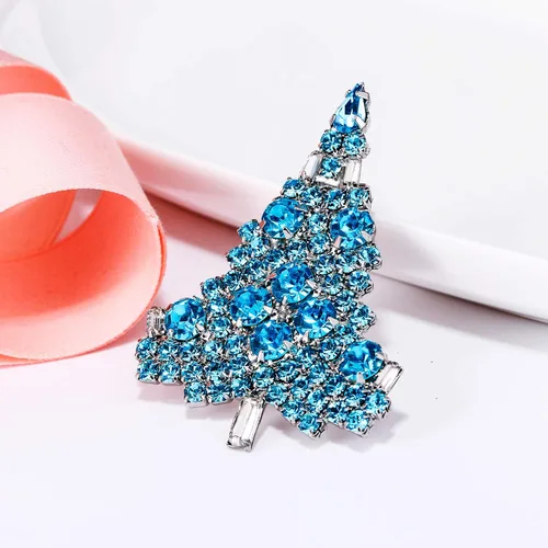 Vista 4 de EVER FAITH Broche de árbol de Navidad para mujer con cristal austriaco