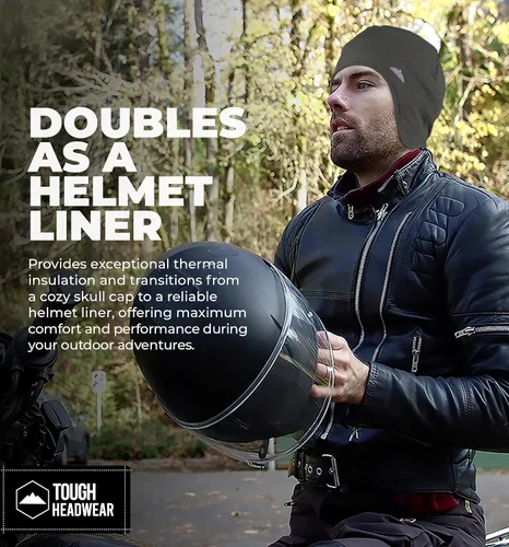 Vista 11 de Tough Headwear Gorras térmicas para casco para hombre, para invierno, gorra de casco y gorras de ciclismo para correr, esquiar, deportes de invierno