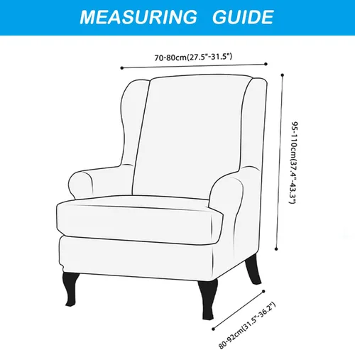 Vista 6 de OBCREAT Fundas para silla Wingback, 2 piezas de terciopelo elástico con respaldo de ala, fundas de sofá para silla de ala suave con parte inferior