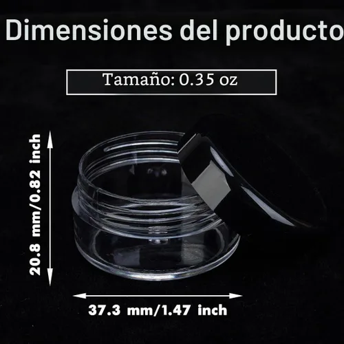 Vista 2 de 10 Gram 20 Unidades de Envases de Muestra, Pequeños Envases de Plástico con Tapa, Envases de Muestra Vacíos con Etiquetas y Mini Cucharas Negro
