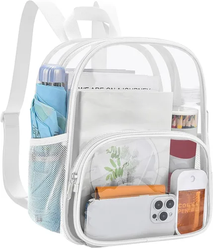 Vista 17 de USPECLARE Minimochila Transparente Aprobada para Estadio para Niños Pequeños y Niñas, Concierto, Festival, Eventos Deportivos, Aguamarina, Mediana