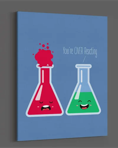 Vista 4 de Govivo You're OVER Reacting - Decoración de pared de juego de palabras de ciencia – Divertido arte de química para el aula de escuela secundaria
