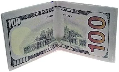 Vista 3 de Billetera de dinero de $100. Billete de cien dólares impreso biplegable, grande (7.5") divertido Big Bucks Novedad