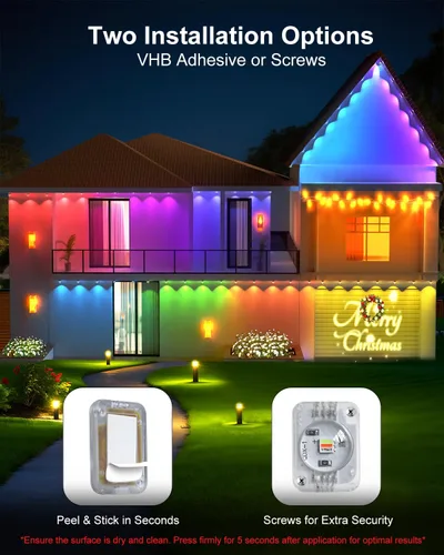 Vista 8 de Luces permanentes para exteriores para casa, luces LED inteligentes RGB de 50 pies con aplicación y control remoto, IP67 impermeable