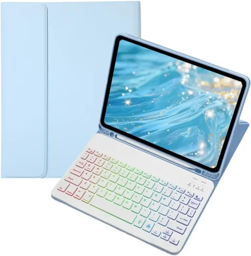 Vista 8 de kaidisen Funda con teclado retroiluminado colorido para Galaxy Tab S6 Lite de 10.4 pulgadas con teclado magnético desmontable Bluetooth RGB