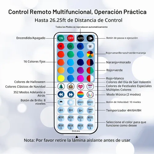 Vista 7 de BrizLabs Guirnalda de luces USB RGB con control remoto, 100 LED de 33 pies