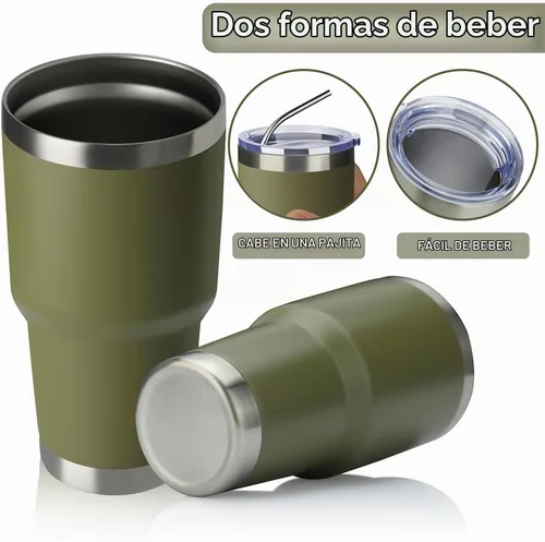 Vista 3 de Meway vaso para café de 30 onzas Verde militar