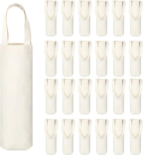 Vista 7 de Hoolerry 12 piezas de bolsas de lona para vino con asa de 12 pulgadas, bolsa de regalo de vino en blanco sublimable reutilizable, bolsa de mano