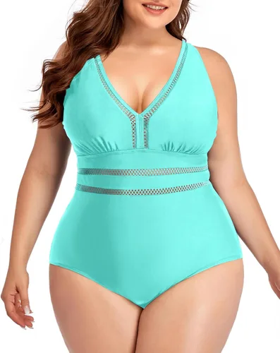 Vista 9 de Daci - Trajes de baño de una pieza para mujer talla extra grande, sexy con huecos, traje de baño con cuello en V Un negro